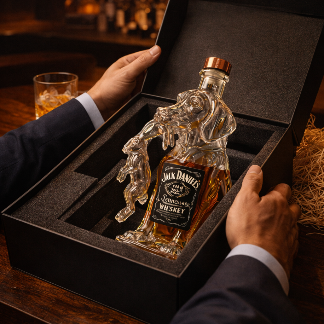 Carafe à whisky Danoir Paris Édition Canine en verre avec motif de chien, idéale pour conserver et servir le whisky.