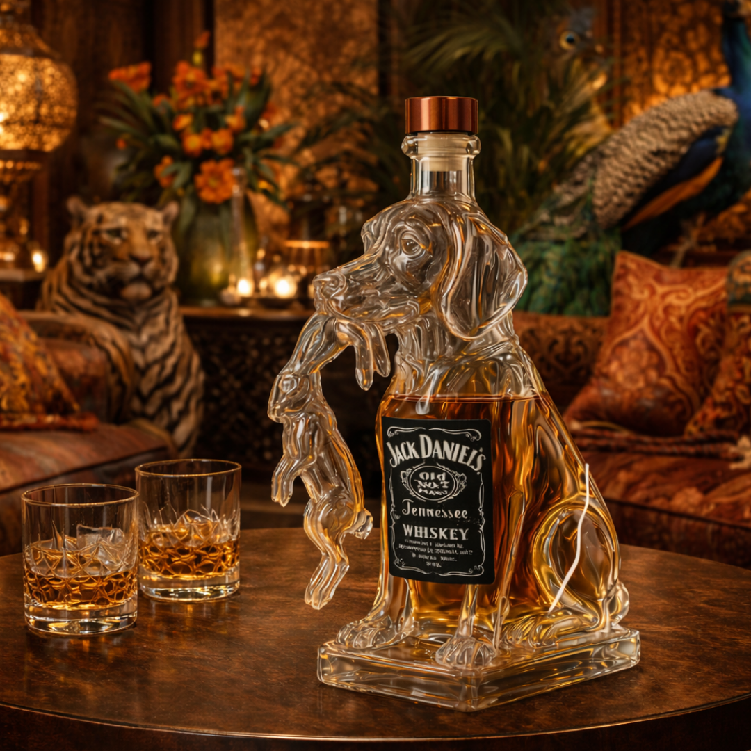 Carafe à whisky Danoir Paris Édition Canine, design élégant en verre, idéale pour servir whiskey avec style.