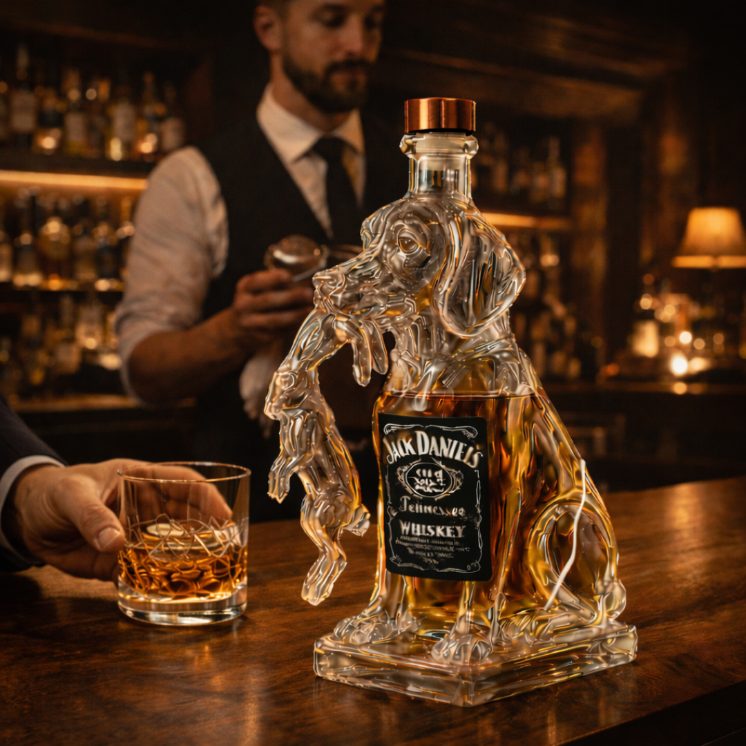 Carafe à whisky Danoir Paris Édition Canine en verre, illustrée d’un motif canin, idéale pour servir le whisky avec style.