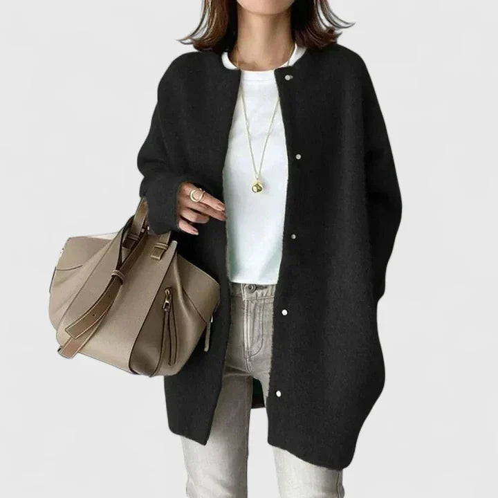 Veste confortable Danoir Paris Thalienne en gris foncé, veste élégante pour un style décontracté et chaud.