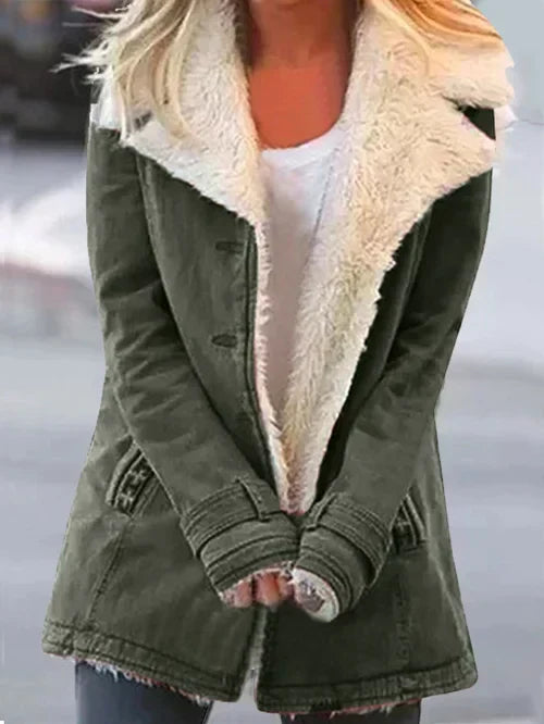Veste élégante Danoir Paris Jaz en vert armée, veste doublée douillette pour un style chaud et sophistiqué.