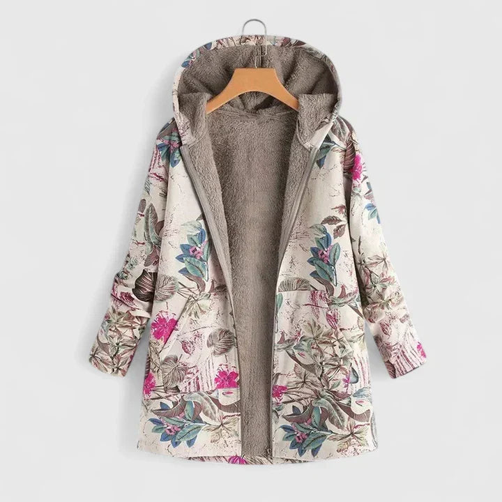Veste confortable Danoir Paris Florenziah, beige et orange, en tissu doux, pour un style décontracté et chaud.