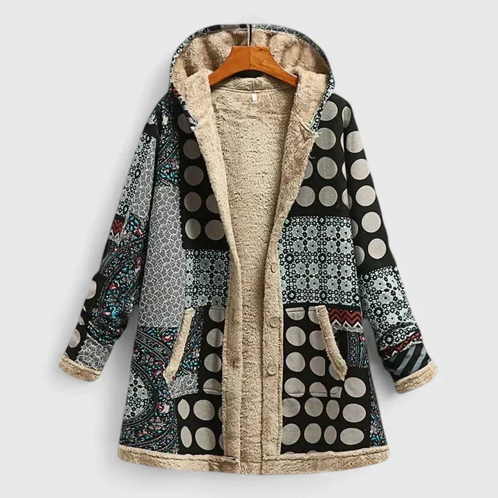 Veste confortable Danoir Paris Florenziah en beige et orange, style décontracté, pour femmes, veste chaude et tendance.