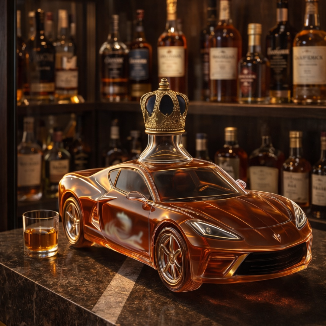 Carafe à whisky Danoir Paris Édition Corvette en verre avec design élégant pour stockage de whisky.