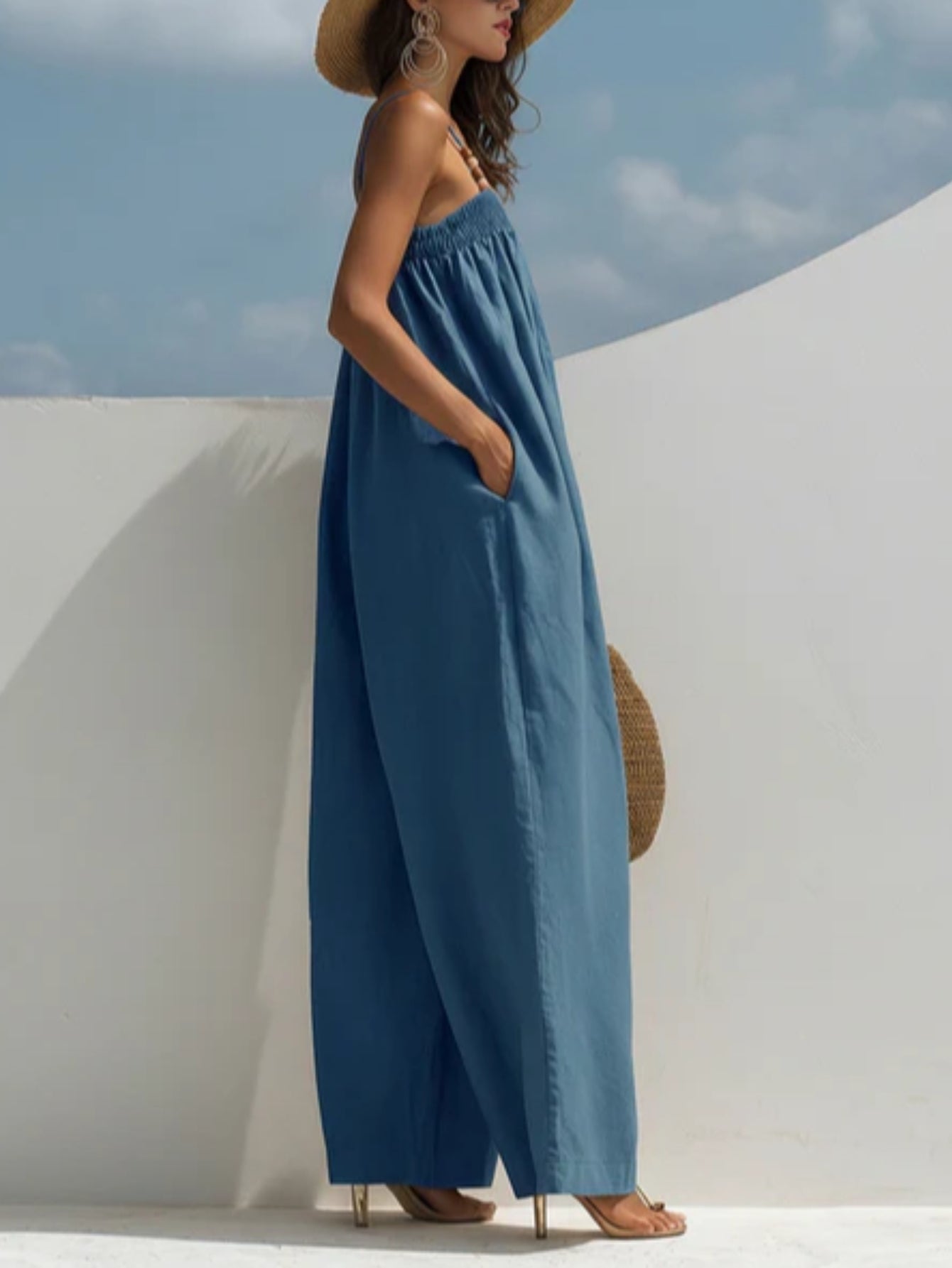Combinaison en jean bleu Madison de Danoir Paris, coupe large, manches longues, style tendance et confortable.