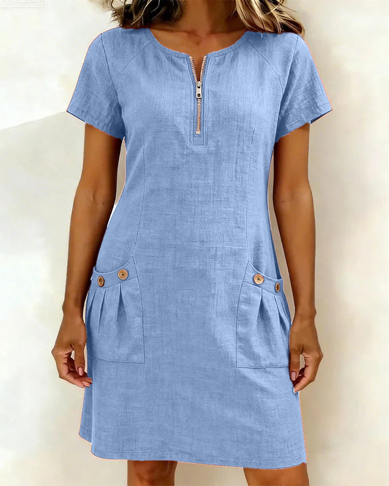 Robe Lina™ Danoir Paris bleu, robe élégante en tissu léger, parfaite pour un style naturel et chic au quotidien.