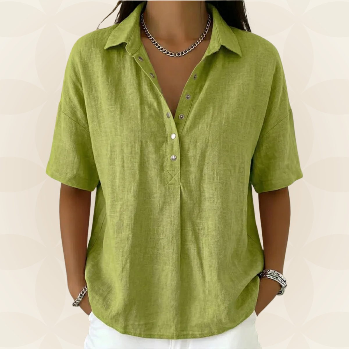 Blouse kaki Danoir Paris Sonja avec col et détails de boutons, coupe élégante et style moderne.