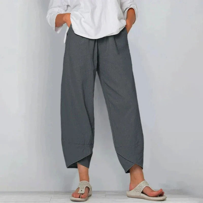 Pantalons chic d'été Danoir Paris Tarni en kaki, mode élégante pour la saison estivale.