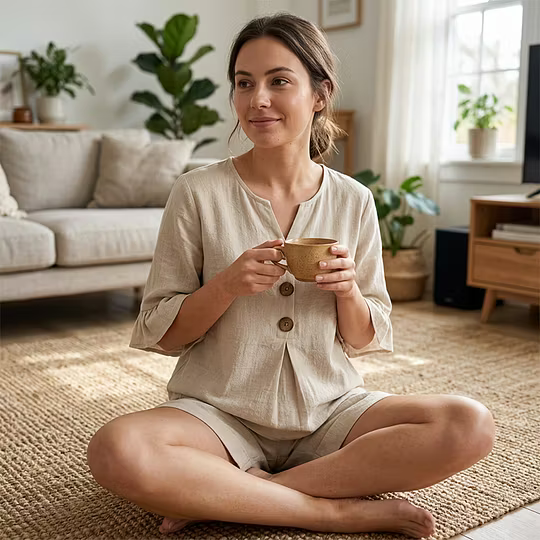 Ensemble décontracté Gisela de Danoir Paris en kaki, comprenant un haut et un pantalon pour un style confortable.