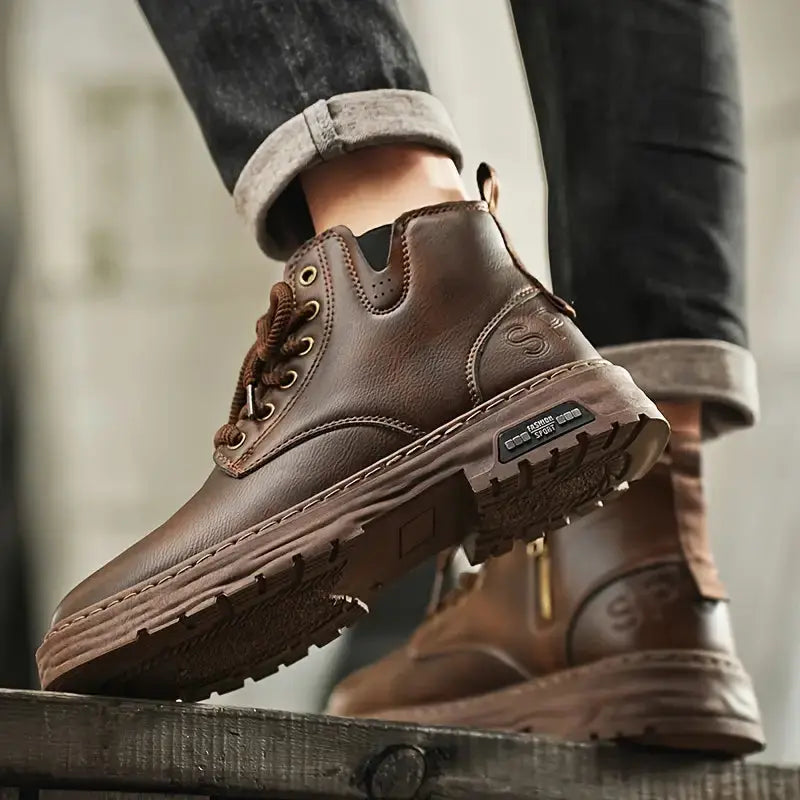 Bottes casual élégantes Danoir Paris Ambrose en marron, pointure 38, en cuir avec semelle antidérapante.