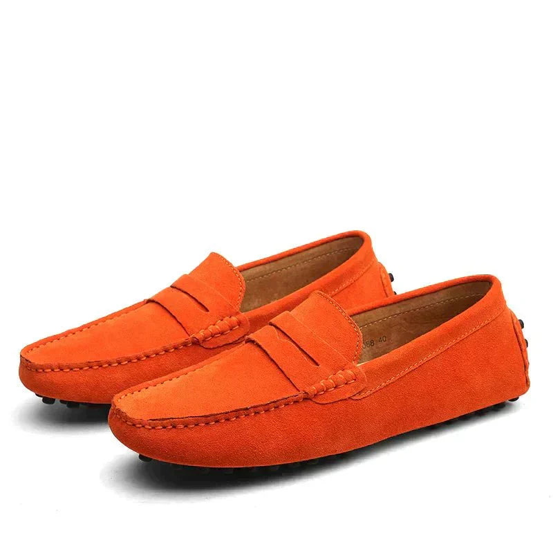 Mocassins classiques pour homme Danoir Paris en marron, vue de face, en cuir élégant, taille 38.
