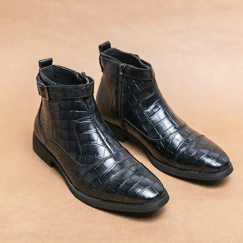 Bottines en cuir synthétique marron Dylan de Danoir Paris avec boucle, taille 38, chaussures élégantes pour femme.