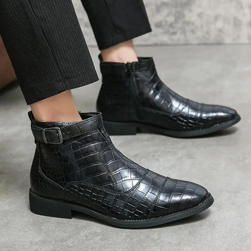Bottines en cuir synthétique marron Dylan de Danoir Paris avec boucle, taille 38, semelle plate et design élégante.