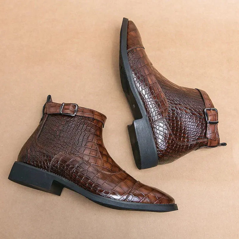 Bottines en cuir synthétique marron Dylan de Danoir Paris avec boucle, taille 38, style élégant et moderne.