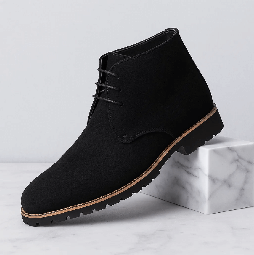 Bottines chukka pour homme Danoir Paris en cuir marron, semelle en caoutchouc, style élégant et classique.