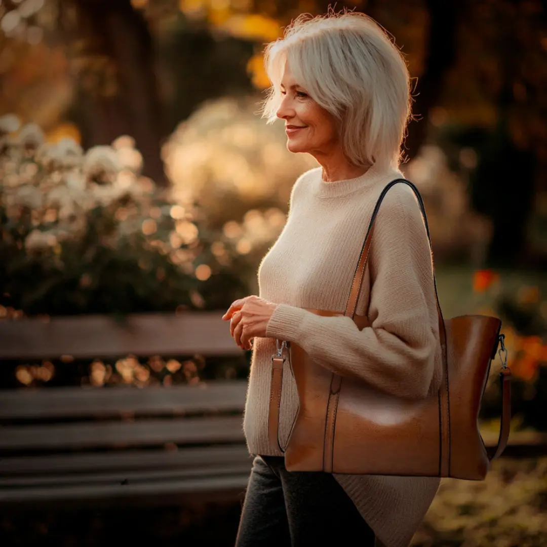 Sac de luxe Blythe Danoir Paris en marron, élégant et intemporel, avec poignée en cuir et détails sophistiqués.