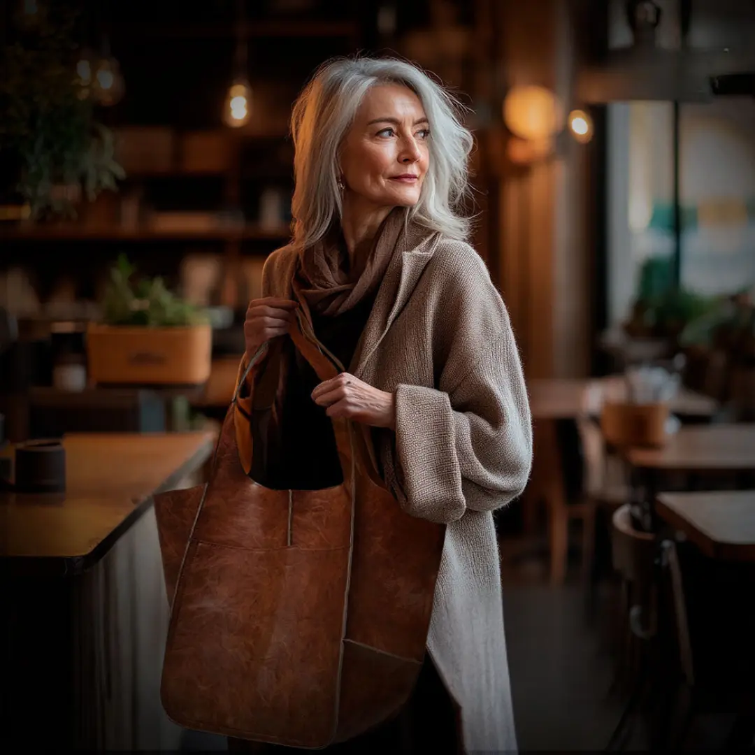 Sac vintage Cecilia en cuir marron de Danoir Paris, avec poignées élégantes et style nostalgique.