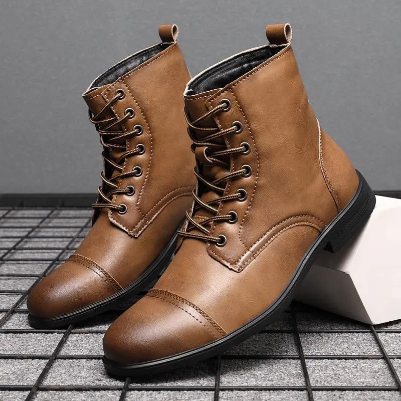 Bottines marron châtaigne Danoir Paris Morgan en similicuir, vue de face avec semelle et détail de finition.