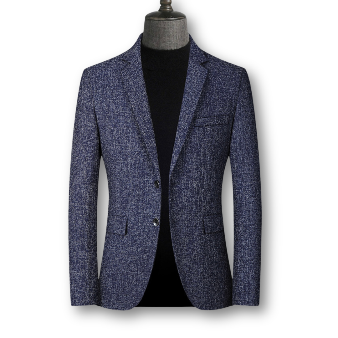Blazer élégant Danoir Paris en tissu écossais marron, veste pour homme avec coupe sophistiquée.