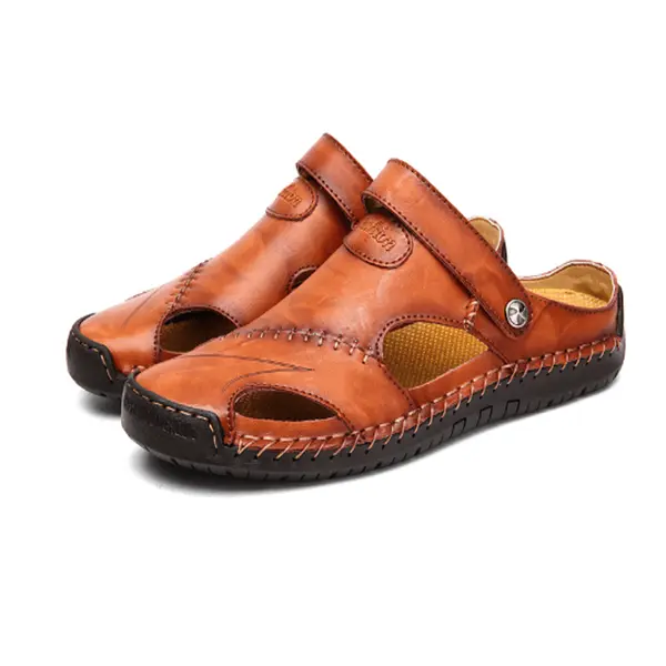 Sandales en cuir orthopédique Chris™ de Danoir Paris, couleur marron foncé, pointure 38, avec semelles confortables et maintien.