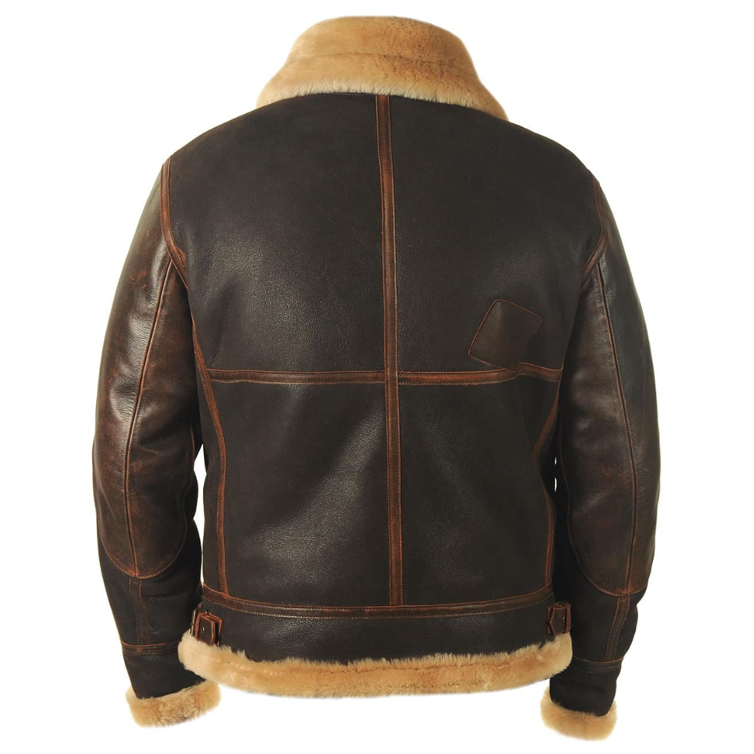 Blouson aviateur classique Danoir Paris en cuir marron foncé, style élégant et intemporel, avec finition soignée.