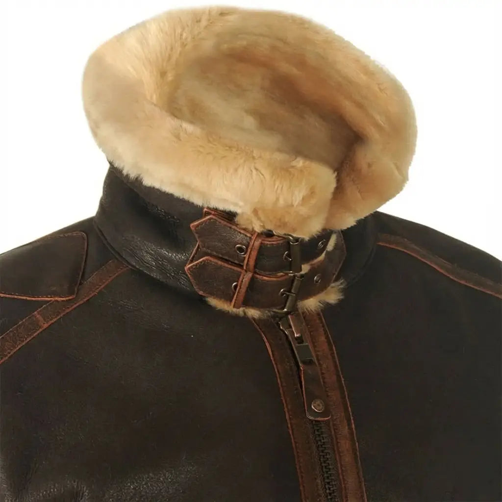 Blouson aviateur classique Danoir Paris en marron foncé, style élégant et décontracté, en tissu robuste avec fermeture éclair.