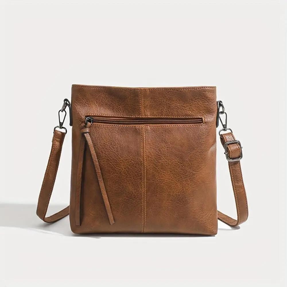 Sac à bandoulière vintage Lina Danoir Paris avec motif échiquier marron, élégant et mode pour femmes.