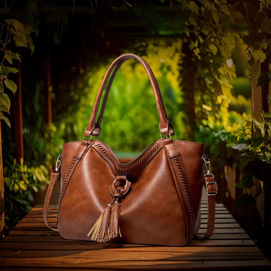 Sac à bandoulière Danoir Paris Lydia en cuir marron, élégant et intemporel, avec détails raffinés et finition soignée.