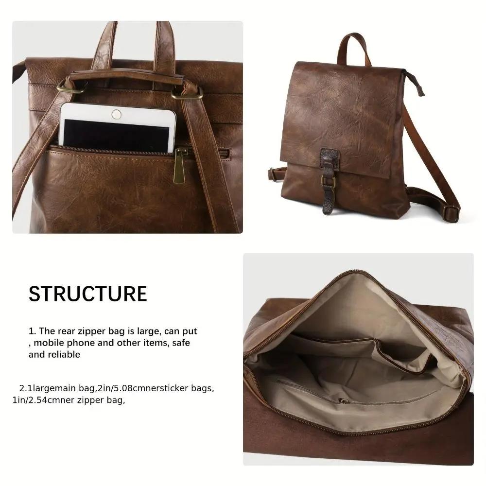 Sac à dos Danoir Paris Nina en cuir marron, style vintage, avec poches et bretelles réglables, pour un look élégant et pratique.