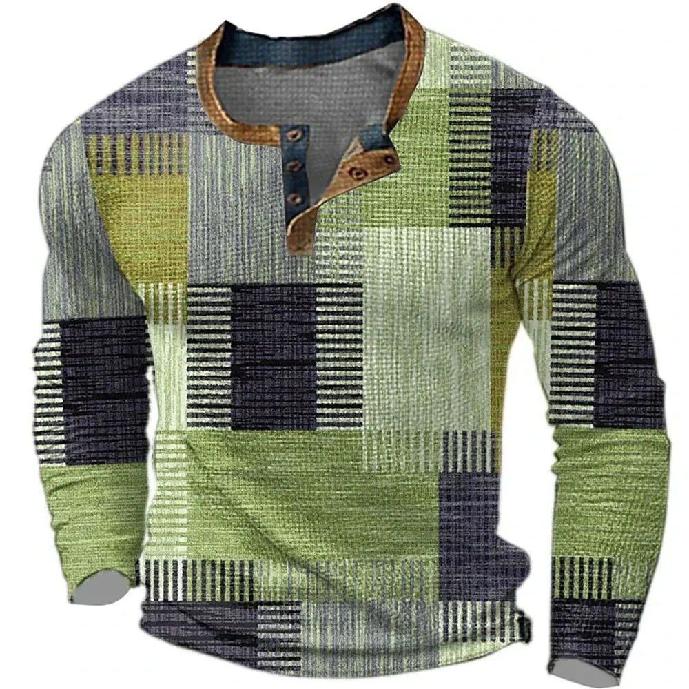 Chemise patchwork colorée pour homme de Danoir Paris, en tissu marron avec motifs variés, style décontracté et tendance.