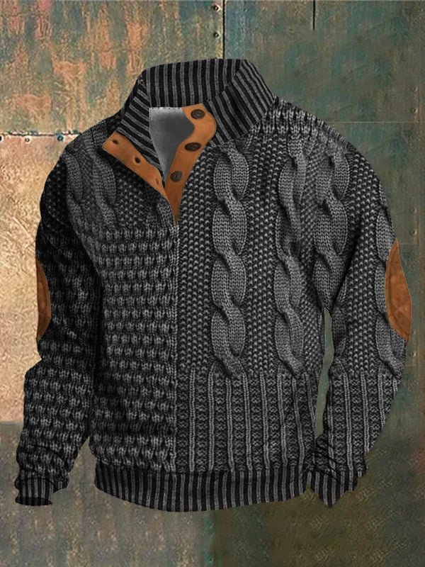 Pull en tricot Danoir Paris™ à motif vintage marron, doux et chaud, pour un style rétro et élégant.