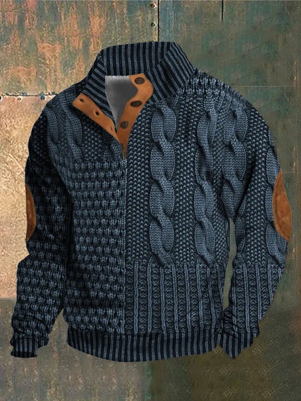 Pull en laine Danoir Paris™ à motif vintage marron, doux et chaud, avec détails de style classique.