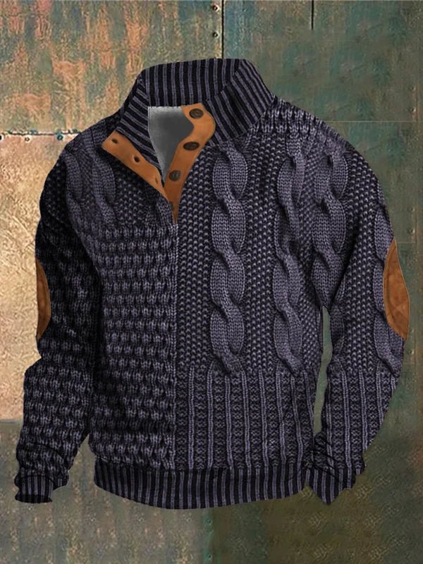 Pull à motif vintage Danoir Paris™ marron en laine douce, avec détails graphiques et coupe classique.