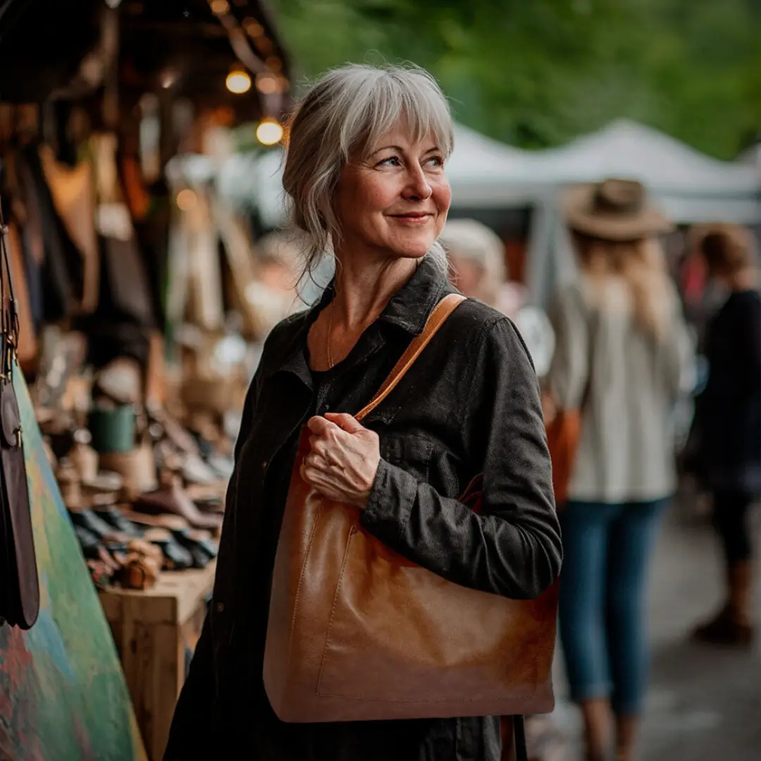 Sac à bandoulière rétro-chic Danoir Paris Seraphina en cuir marron, avec détails élégants et finition raffinée.