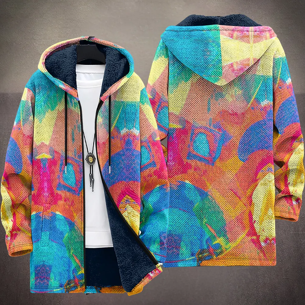 Veste de luxe Tiarna par Danoir Paris, inspirée par l'art, avec détails élégants et motifs artistiques visibles sur la veste.