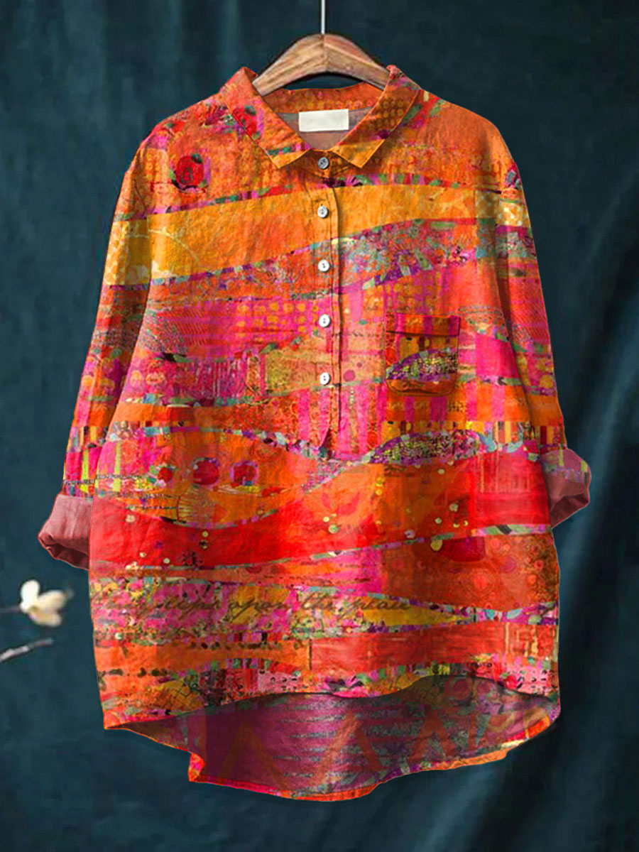 Chemise Ariane Danoir Paris à motif abstrait audacieux, imprimé artistique, coupe moderne, tissu léger et confortable.