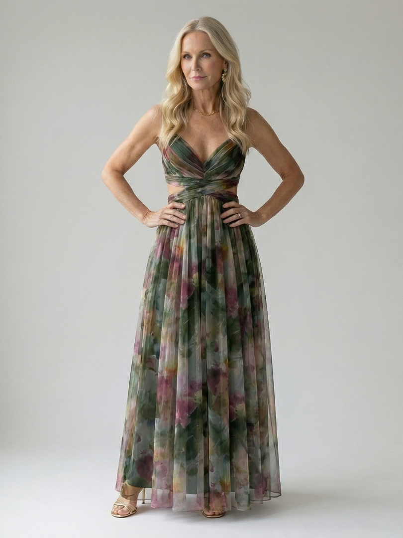Robe longue maxi Danoir Paris Isel, en tissu multicolore, avec une coupe douce et enveloppante, idéale pour un style élégant.