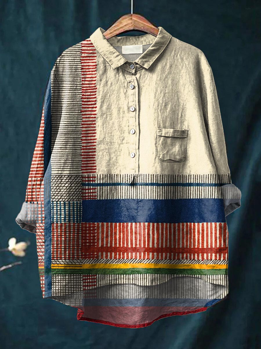Chemise artistique Lena à rayures Danoir Paris, modèle élégant avec design coloré et tissu léger visible sur l'image.