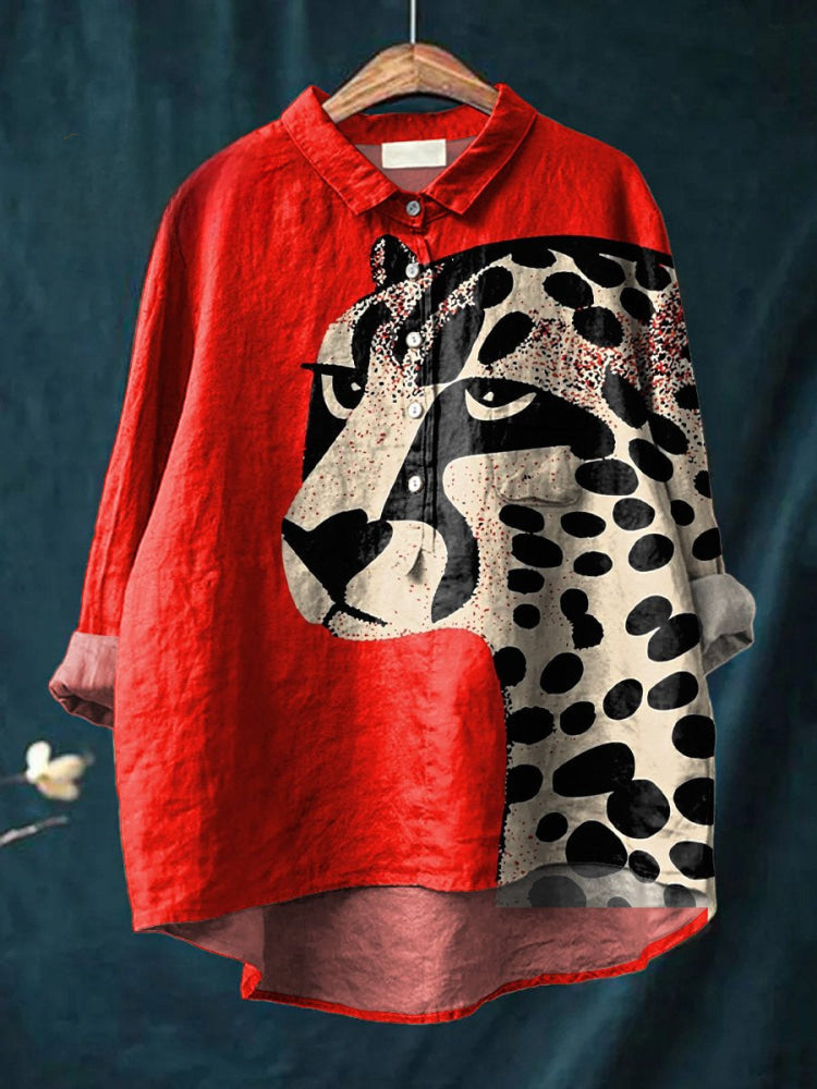 Chemise Nala à motif léopard audacieux de Danoir Paris, imprimé multicolore, en tissu léger.