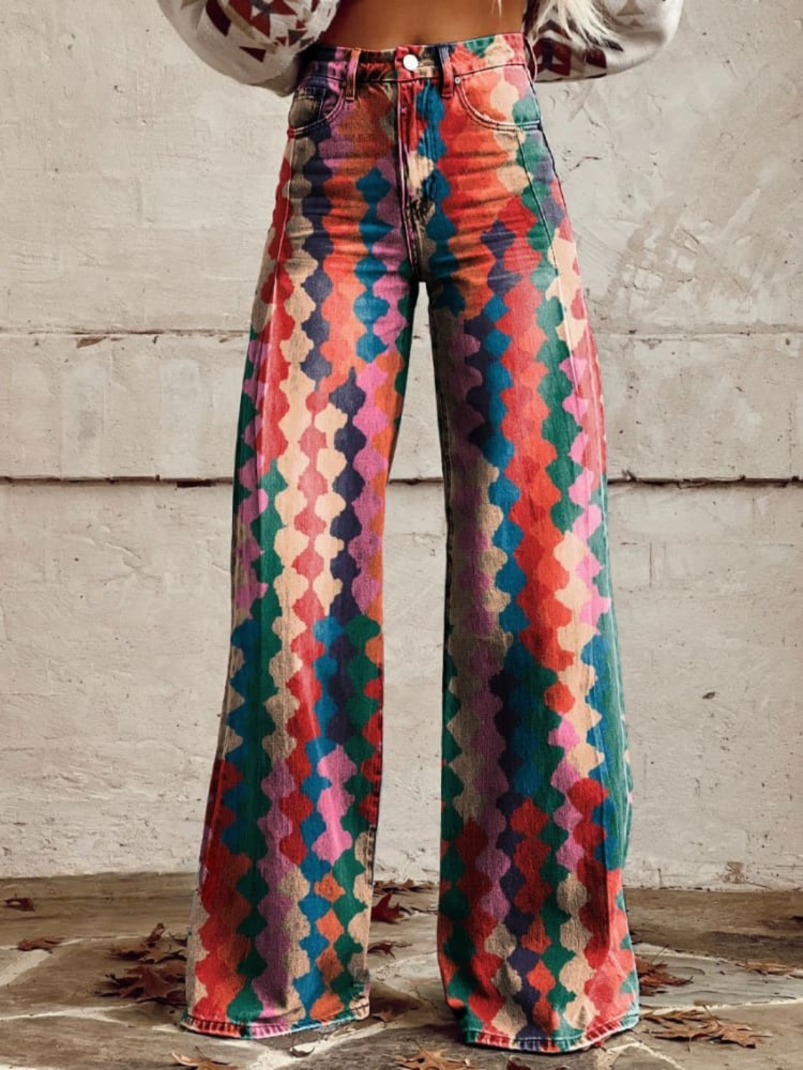 Pantaloni élégants et bohèmes Amélie de Danoir Paris, multicolores, taille S/M, style chic et décontracté, mode féminine sophistiquée.