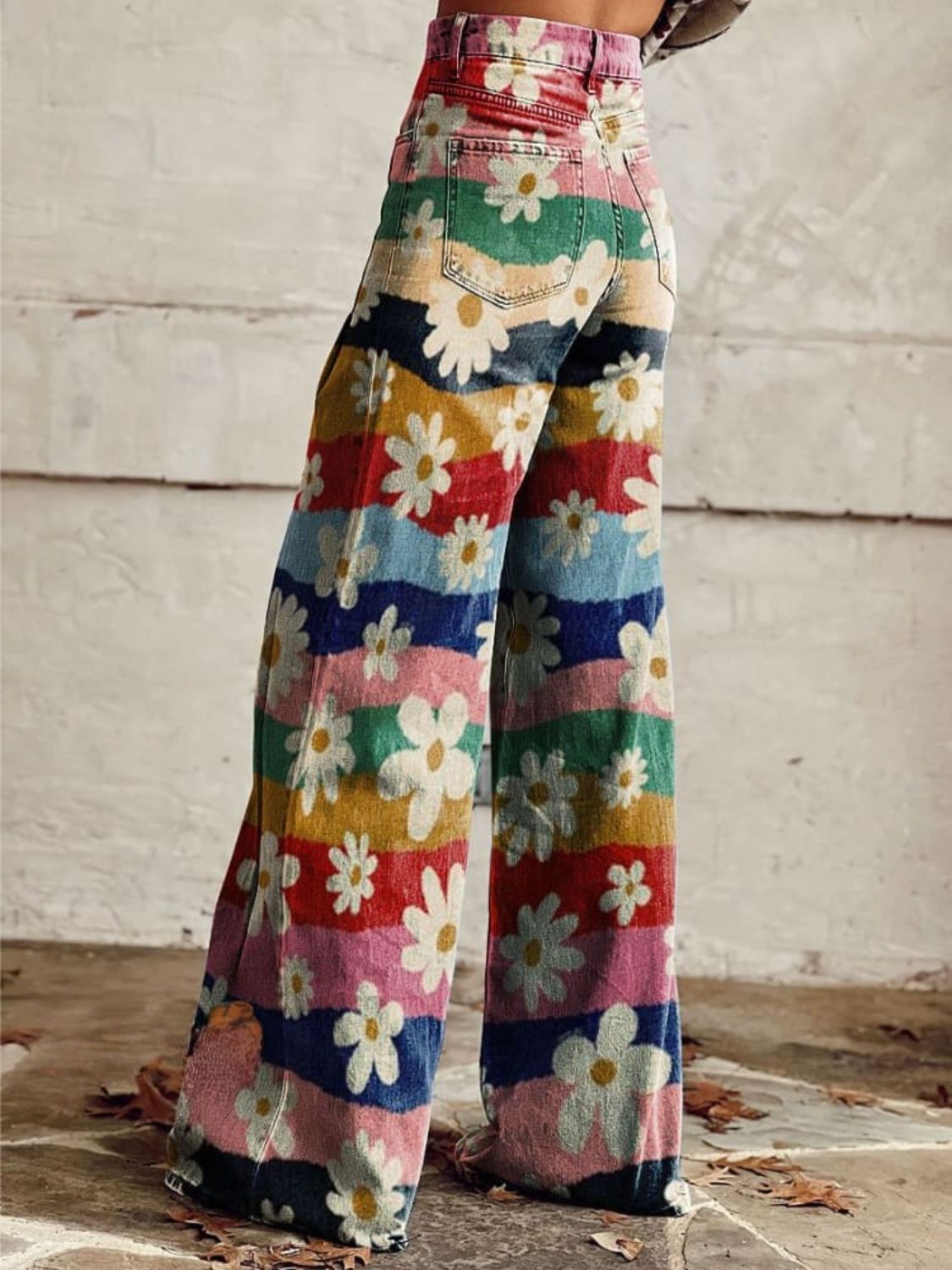 Pantaloni eleganti à fleurs Danoir Paris Léon, motif multicolore, tissu léger, taille S-36/38, style sophistiqué pour femmes.