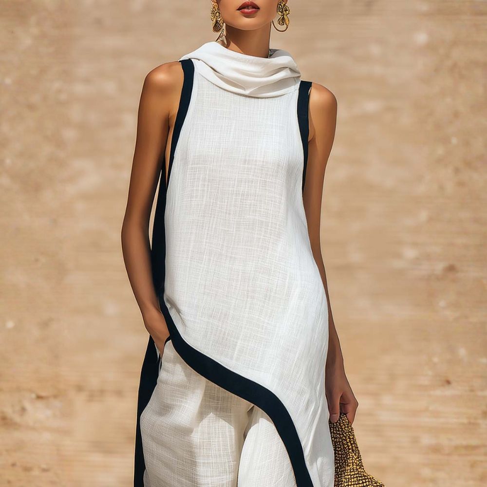Ensemble complet en lin noir Léonora de Danoir Paris, vêtement élégant en tissu léger et confortable.