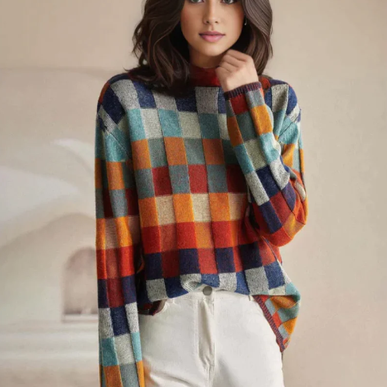 Pull roulé en cachemire doux Élise de Danoir Paris, nouveau modèle, en tissu chaud et élégant, porté sur un mannequin.