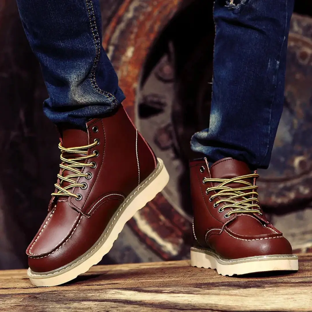 Bottes en cuir vintage Cole™ Danoir Paris, noires, taille 38, avec semelle en cuir et design élégant.