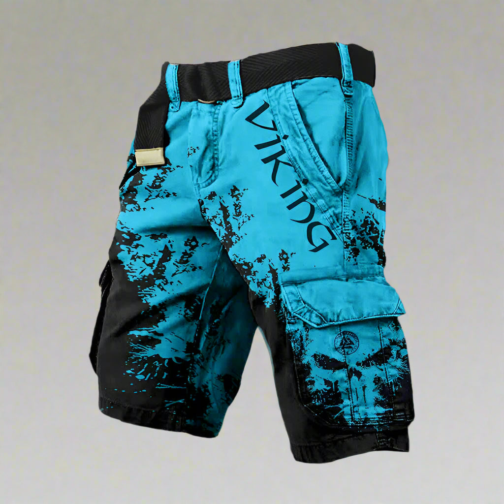 Short cargo viking Danoir Paris noir et blanc, vêtements confortables pour hommes, style décontracté et pratique.