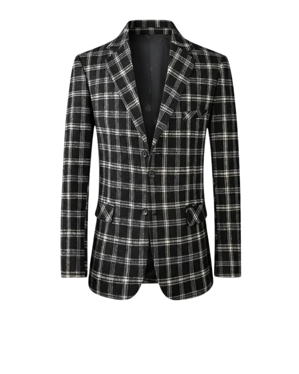 Blazer moderne pour hommes de la marque Danoir Paris, coupe élégante en tissu noir avec détails sophistiqués.