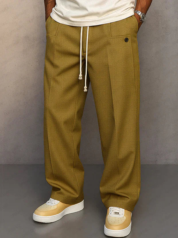 Pantalon élégant noir Danoir Paris Duval Paris avec cordon ajustable Didier, tissu fluide et coupe moderne.