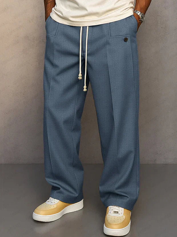 Pantalon élégant noir Danoir Paris Duval Paris avec cordon ajustable Didier, coupe moderne et tissu fluide.