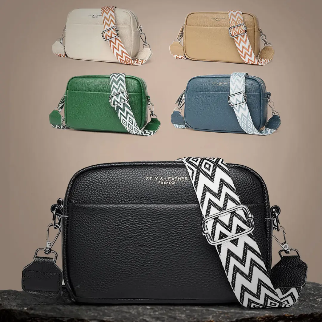 Sac à bandoulière noir pour femmes Danoir Paris Mira, élégant et sophistiqué, avec détails en cuir et fermeture zippée.