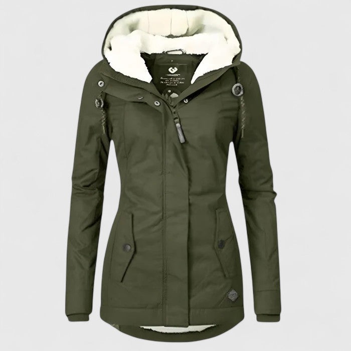 Veste imperméable noire Danoir Paris Charlotte, style élégant, coupe ajustée, tissu imperméable et tendance.